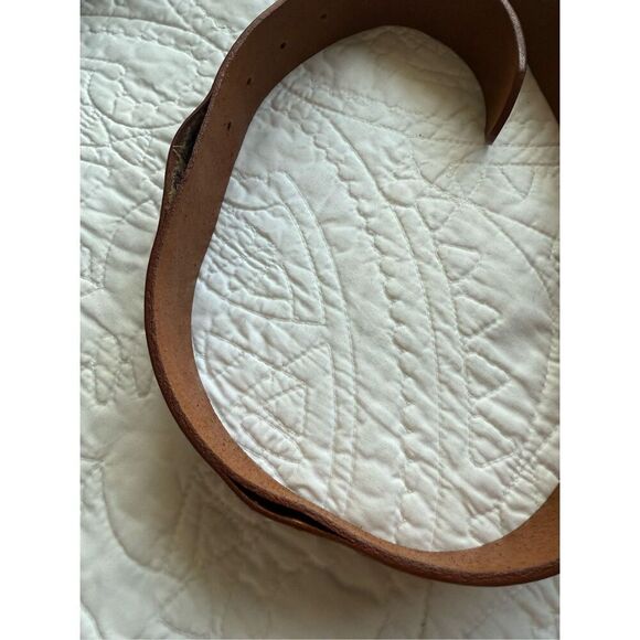 Vera Pelle Embroidered Brown Leather Belt - Picture 8 of 13